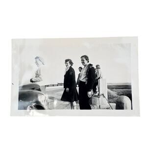 Vtg Women Posing on Bridge Original Monochrome Photography Found Snapshot